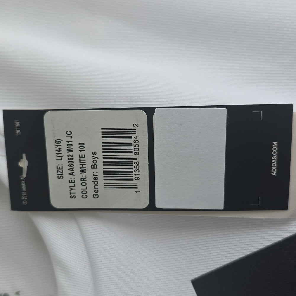 NWT Adidas Boys Performance Logo Tee White Size L (14/16) - Picture 5 of 9